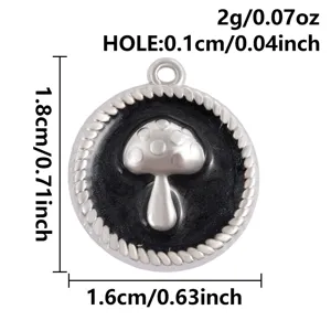 Colgante de seta de acero inoxidable redondo gota de aceite abalorio para joyería DIY