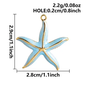 Pendentif étoile de mer émaillé bleu bord doré DIY collier bracelet accessoire bijoux