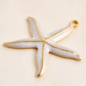 Pendentif étoile de mer en émail, accessoire de bijoux en alliage doré pour collier DIY.