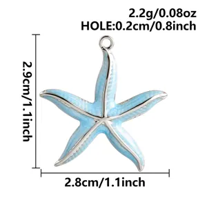 Pendentif étoile de mer en émail bleu pour colliers et bracelets artisanaux accessoires de bijoux.