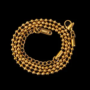 2.2mm Gold Edelstahl Perlenkette Halskette DIY Schmuck Zubehör Kette Bauteil Stück