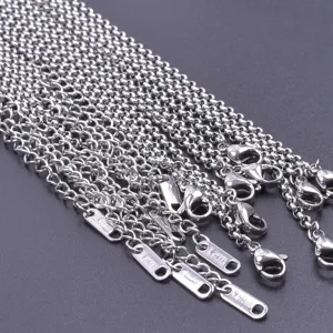 Catene per collana fai da te in acciaio inossidabile sfuse con moschettoni e catenine di estensione.