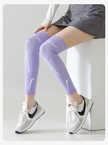 Purple sports knee compression sleeves for women running fitness outdoor cycling leg support