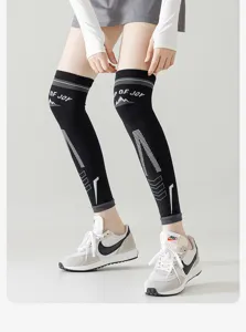 Women sports knee compression sleeves running fitness outdoor cycling leg protection black socks