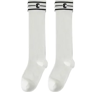 Women Cotton Mesh Long Calf Socks Breathable Sweat Absorbent Preppy Style Knee High Stockings Casual Daily Hosiery