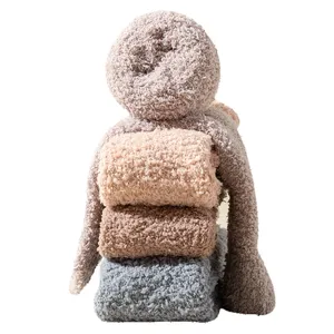 Women Thickened Coral Fleece Sleep Socks Winter Warm Cozy Soft Home Floor Socks Fluffy Plush Thermal Hosiery