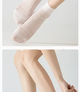 Breathable women's mid-tube socks, lightweight striped design for spring and summer wear.