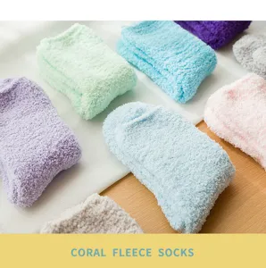 Plush coral fleece fuzzy socks for women thick warm winter indoor floor home cozy socks