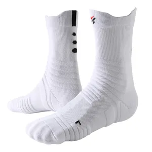 Chaussettes de Basketball pour Hommes Mi-Mollet Sport Amorti Semelle Éponge Antidérapant Course Entraînement