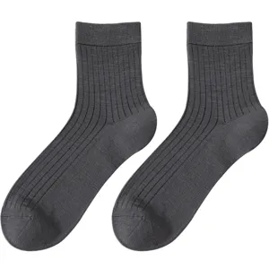 Men dark grey ribbed crew socks breathable summer cotton socks comfortable daily wear basic style