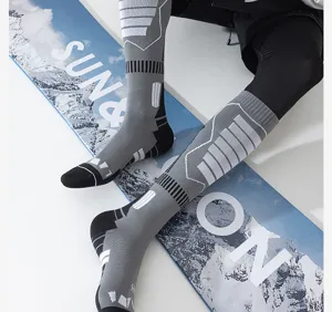Men's professional high-tube ski socks, breathable thermal warm outdoor sports socks.