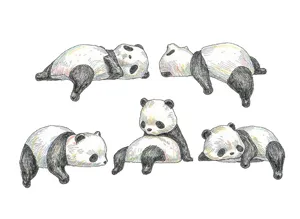 Schattig genezend panda beeldje detail ontwerp, zachte potloodskts stijl voor auto interieur decor.