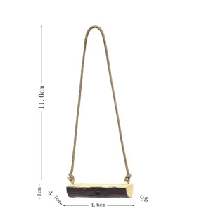 Miniature wooden swing decoration micro landscape ornament rustic style hanging decor item