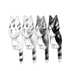 Schattige cartoon kat bureau ornament set, creatieve miniatuur landschap hars kat beeldjes voor auto.