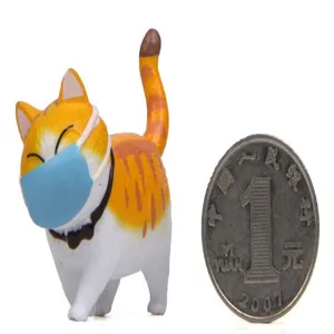 Süße dicke Katze Figur mit blauer Maske kreative Landschaft Harz Spielzeug Detailansicht