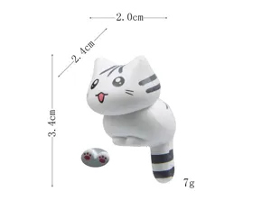Cute white resin cat miniature figurine for desktop and car decor, mini cartoon animal ornament