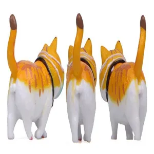Detaillierte Nahaufnahme von Katzenfiguren, zeigt die Rückansicht und runde Form von Mini-Harztieren.