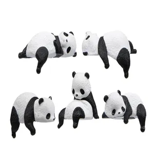 Mini schattige panda beeldjes set, perfect voor auto dashboard decoratie en miniatuur landschap.