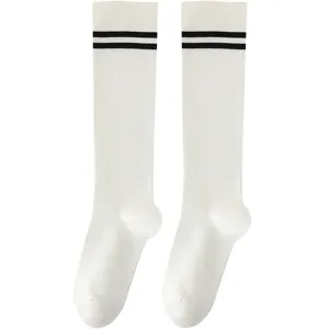 Women Cotton Over The Knee High Socks Japanese JK Style Striped Compression Slimming Stockings Cute Daily Casual Hosiery