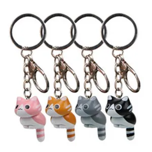 Süße Cartoon-Katzen Schlüsselanhänger im 4er-Set mit Metallring, perfekte Taschen-Deko.