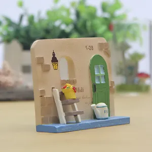 Cartoon Resin House Stairs Miniature Landscape Figurine Garden Stake Plant Pot Ornament Rural Cottage Table Desk Decor Photo Props