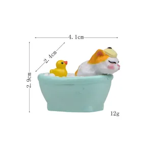 Süße Harz Katze Bad Figur Miniatur Desktop Ornament Cartoon Puppe Landschaft Dekoration