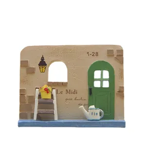 Resin miniature house garden ornament, cute cartoon wall decor and photography prop.