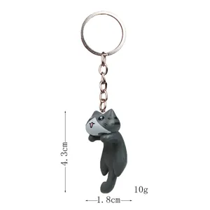 Detailansicht des grauen Katzen-Schluesselanhaengers, kompakte Dekoration fuer Schluessel und Taschen.
