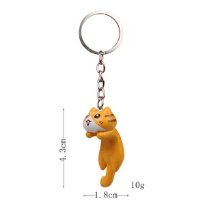 Niedlicher oranger Katzen Schlüsselanhänger Mini Cartoon Figur Tasche Zubehör mit Maßen.