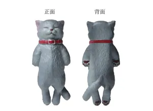 Grey sleeping cat figurine keychain pendant cute animal toy accessory for bag and car
