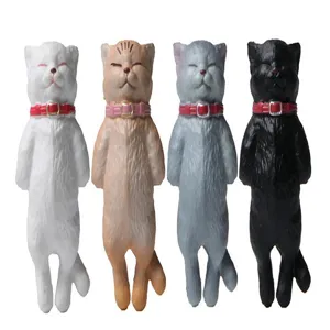 Cute sleepy cat figurines with collars, resin mini animal charms for DIY keychains and cases.