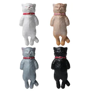 Cute sleeping cat keychain figures in four colors with collars for DIY charms and bags.