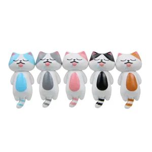 Süße schläfrige Katzen Schlüsselanhänger 5er Set bunte Kätzchen Taschen Anhänger.