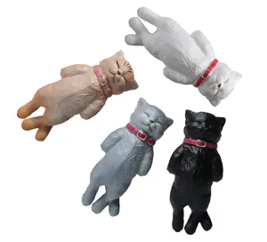4 cute sleeping cat figurines details, miniature charm accessories for DIY keychains and bags.