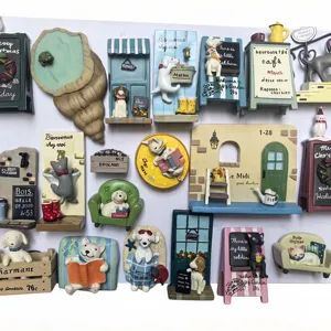 Cartoon animal resin fridge magnets set cute magnetic stickers for home kitchen decor whiteboards.