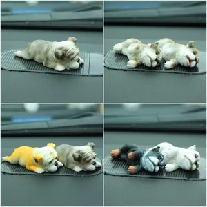 Süße schlafende Harz Bulldogge Auto Ornament, 3D Tier Figur Armaturenbrett Innendekor.