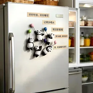 Süßer 3D Harz Cartoon Panda Ballon Kühlschrankmagnet Dopamin Farbe Magnet Für Haus Küche Dekoration Notizhalter Geschenk