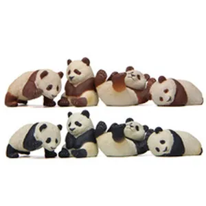 Niedliche Miniatur Panda Figuren Set, Kunstharz Tier Spielzeug fur Auto Interieur und Tisch