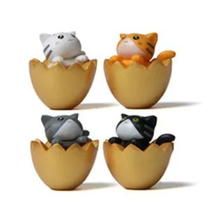 Süße Katze im goldenen Ei Harz Figur Desktop Ornament Auto Dekoration Spielzeug Set