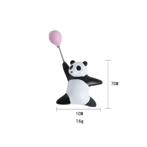 Süßer Harz Panda Kühlschrankmagnet mit rosa Ballon, 3D Tier Heimdeko Zubehör 7cm groß