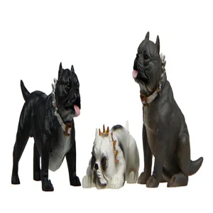 Suesse amerikanische Bully Hundespielzeug Figuren Set, Resin Dekoration fuer Auto und Tisch.