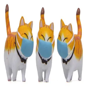 Niedliche dicke orange Katze mit blauer Maske, kreative Kunstharz Desktop Dekoration Figur.