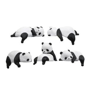 Schattige panda miniatuur figuur set, hars micro landschap pop voor auto interieur decoratie.