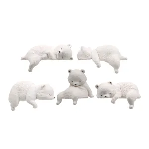 Süße Eisbär Miniatur Figuren Set, weiße schlafende Bären für Auto und schöne Desktop Deko.