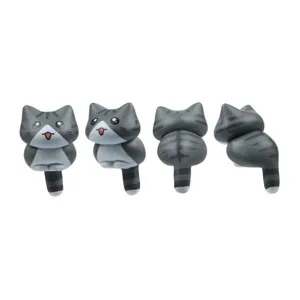 Leuke grijze tabby kat figuur miniatuur ornament bureau auto decoratie hangende rand