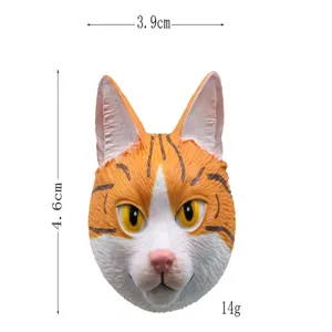 Orange Tigerkatze Kopf Kühlschrankmagnet, niedlicher Kunstharz Magnetische Sticker