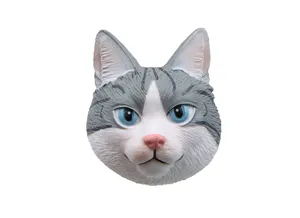 Niedlicher realistischer Katzenkopf-Kühlschrankmagnet mit blauen Augen, kreativer Deko-Magnet.