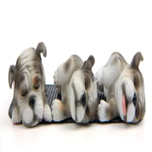 Süße schlafende Bulldogge Harz Figuren Auto Ornament Set, Tischdekoration, Tier Spielzeug Geschenk.