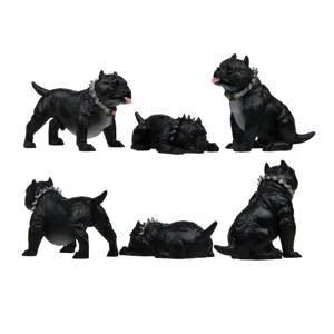 Süße muskulöse American Bully Hund Miniatur Figuren Set, kreative Kunstharz Deko.