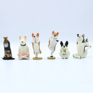 Süße Yoga Hunde Figuren 6er Set kreative Harz Tier Spielzeug für Heimdekoration Schreibtisch